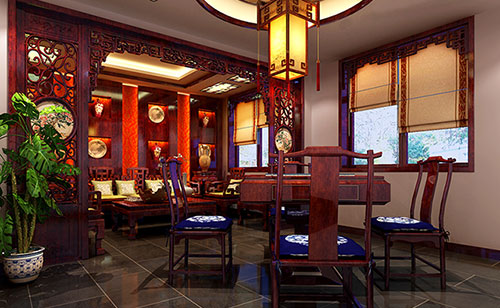 山丹古典中式风格茶楼包间设计装修效果图